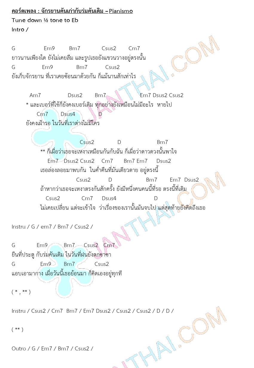 คอร์ด จักรยานคันเก่ากับร่มคันเดิม – Pianismo